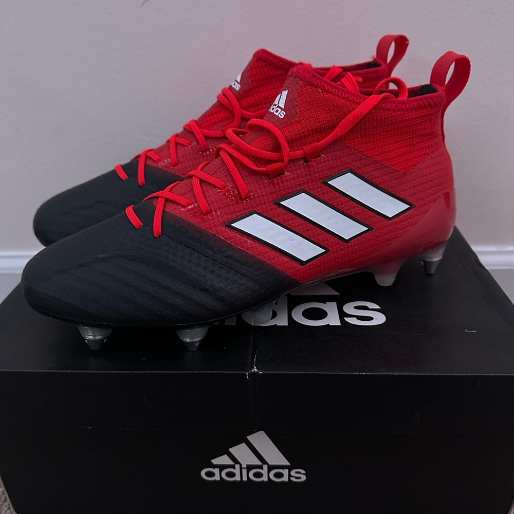 Red and Black Adidas Ace 17.1 Primeknit SG Cleats